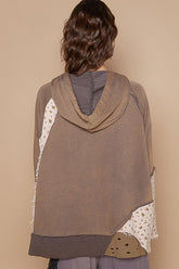 POL Floral Patchwork Distressed Drawstring Hoodie OutfitFlow